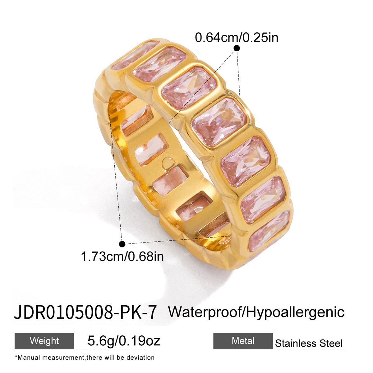 18K Gold Aura Color Gem Eternity Tennis Ring