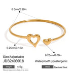 18K Gold Heart to Heart Cuff Bangle Bracelet