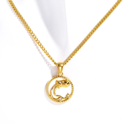 18K Gold Zodiac Astrology Sign Pendant Necklace