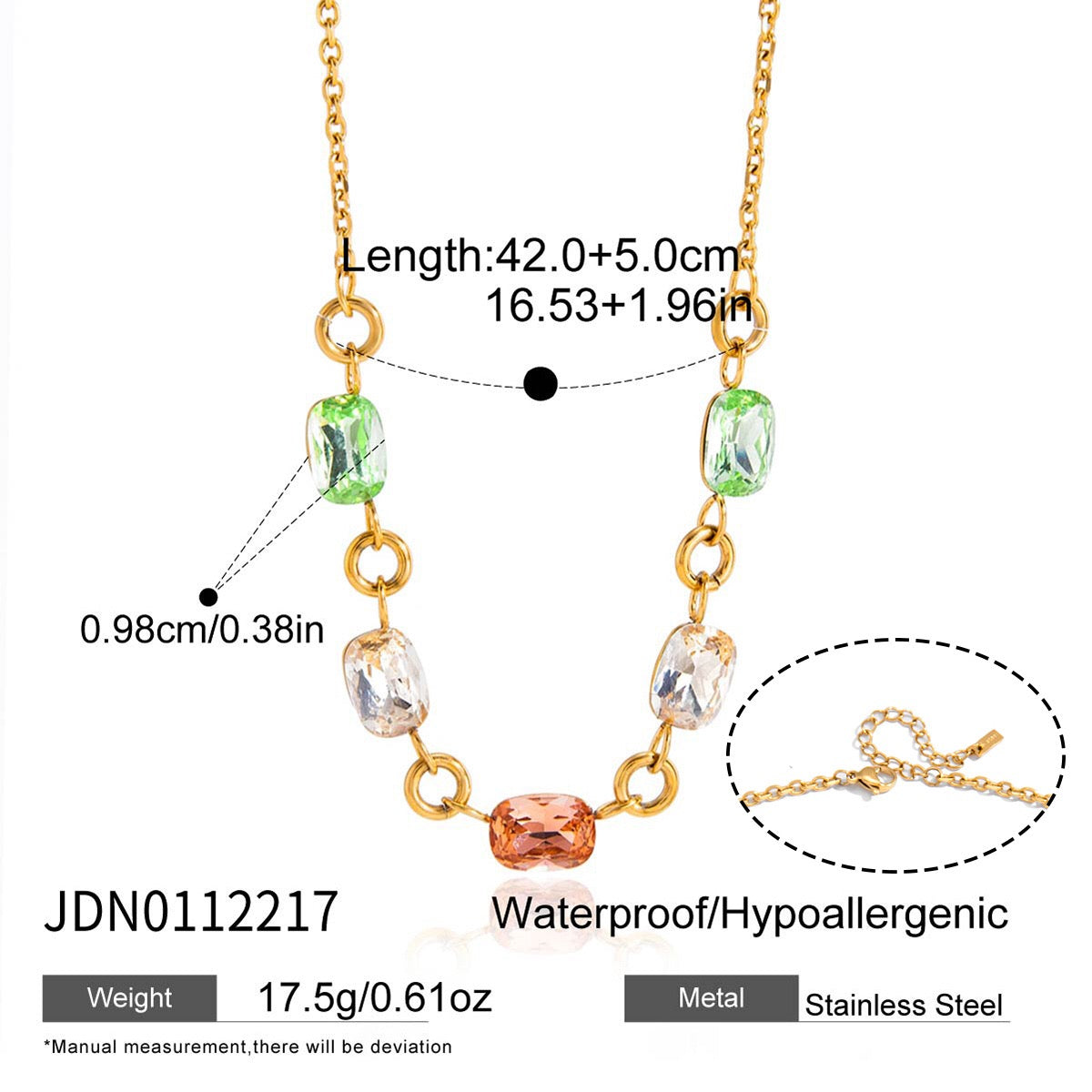 18K Gold Summer Spritz Color Gem Statement Chain Necklace