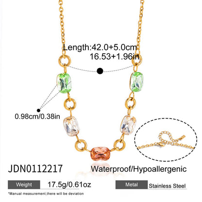 18K Gold Summer Spritz Color Gem Statement Chain Necklace