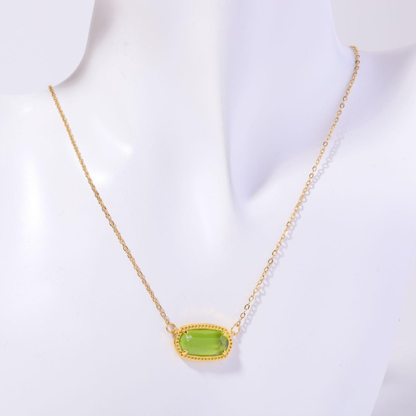 18K Gold Trendy Birthstone Pendant Necklace