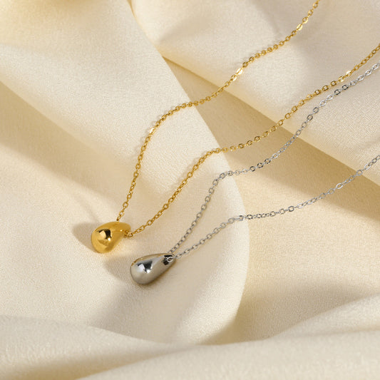 18K Gold Minimalist Teardrop Pendant Dainty Necklace