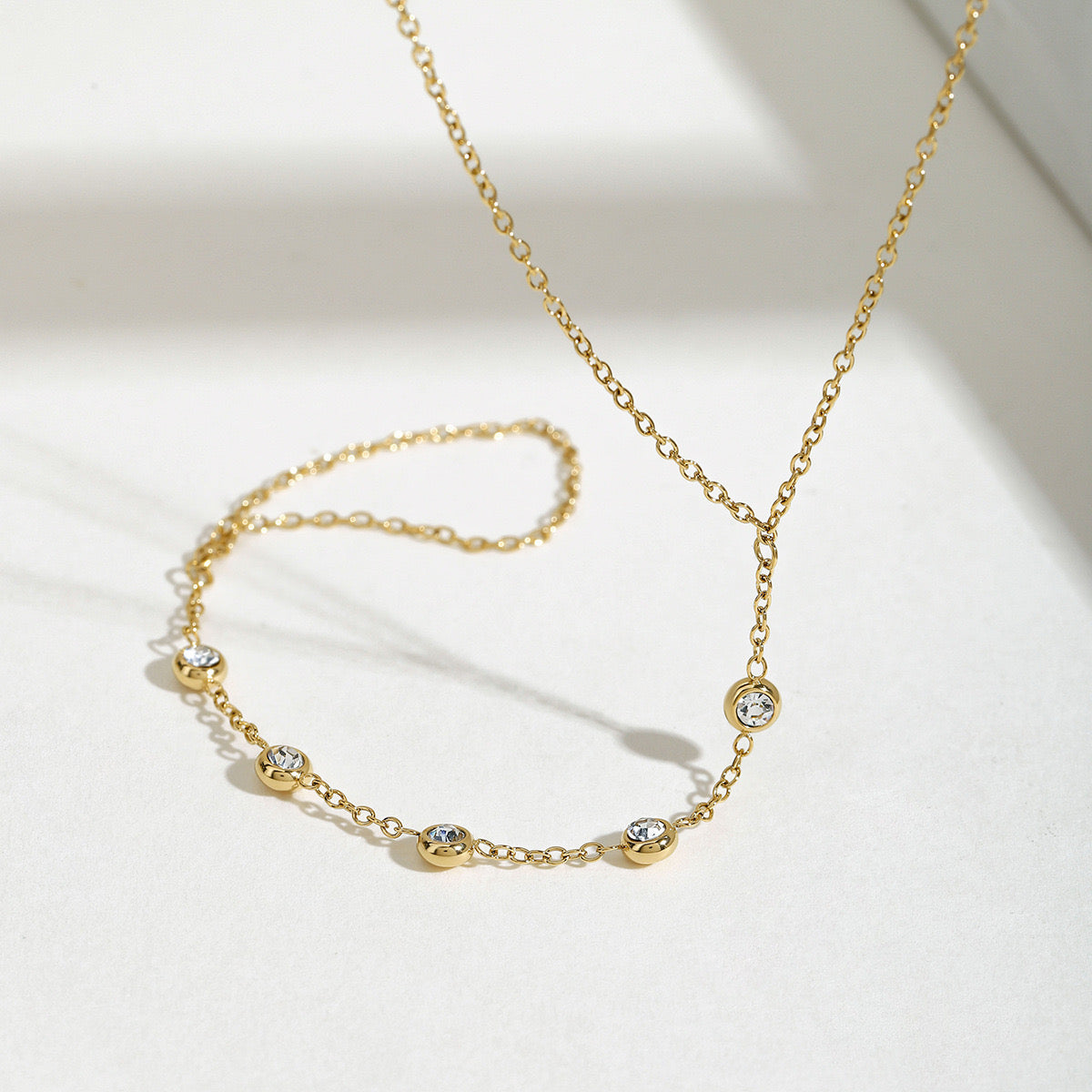 18K Gold Waterproof Bejeweled Hand Chain Bracelet