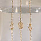 18K Gold Ocean Sparkle Seashell Palm Tree Small Hoop Huggie Earrings with Charm