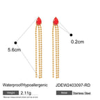 18K Gold Gemstone Drop Dangle Earrings