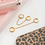 18K Gold Sweet Tangle Small Hoop Huggie Dangle Drop Chain Earrings