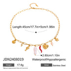 18K Gold Summer Beach Pearl Italian Horn Charm Necklace