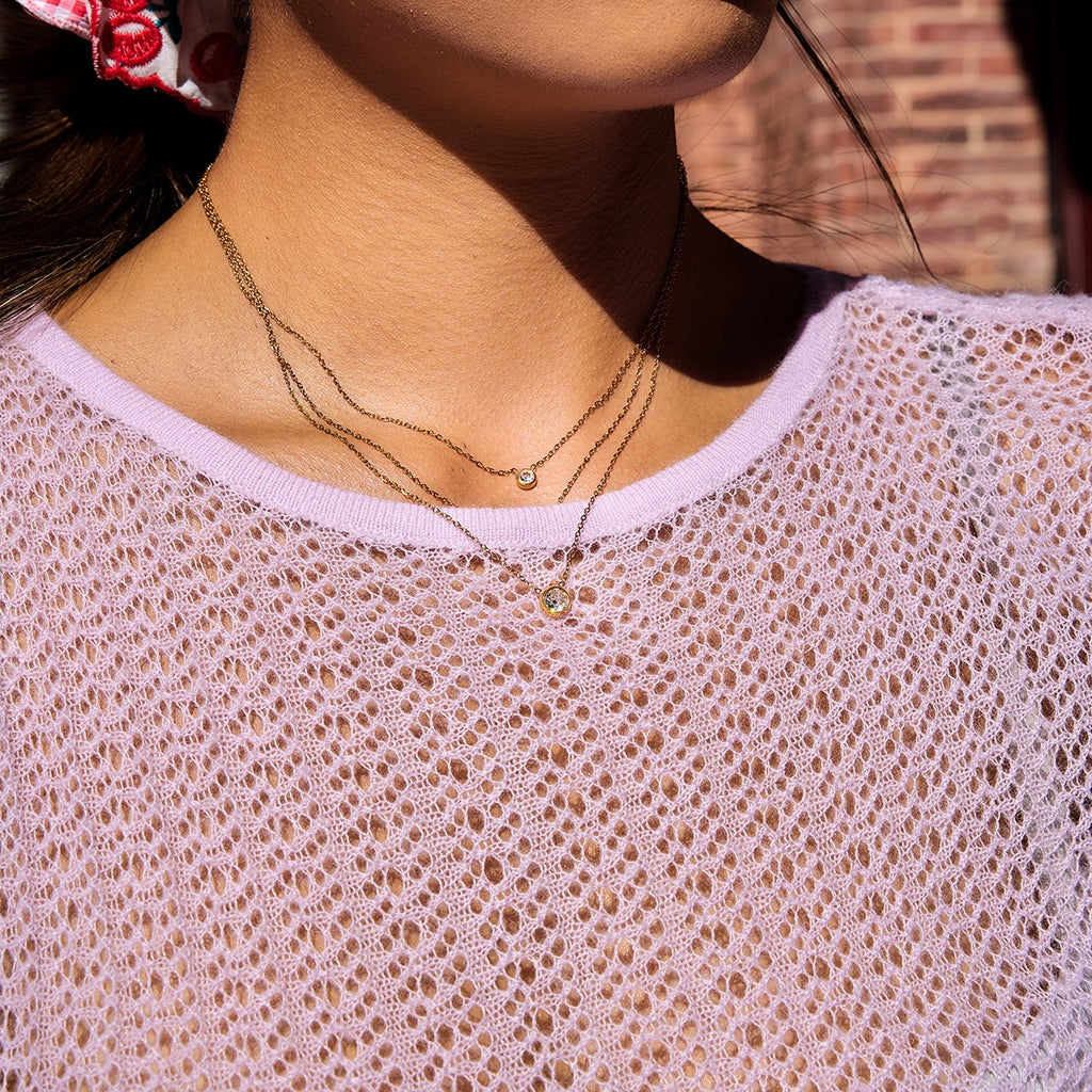 18K Gold Soft Spark Dainty Chain Layered Necklace Set