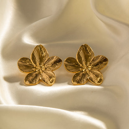 18K Gold Cherry Blossom Statement Stud Earrings