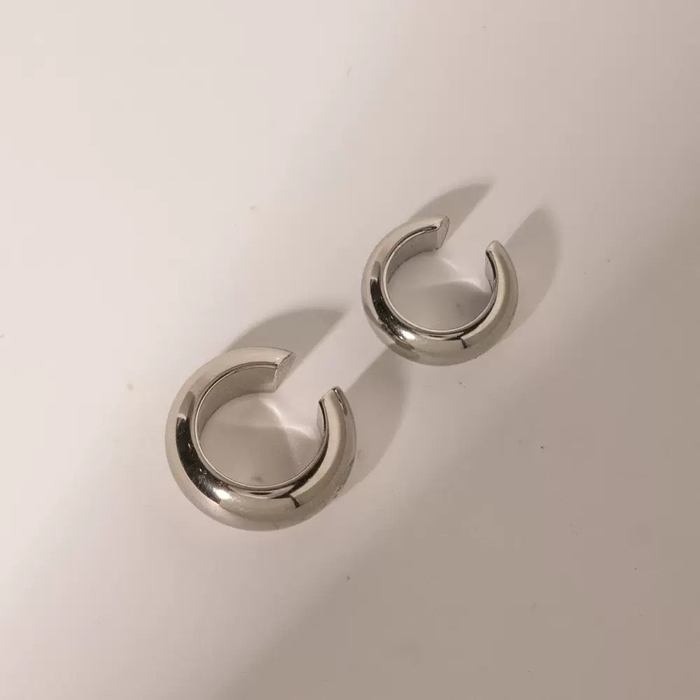 Silver Essential Double Huggie Ear Cuffs