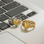 18K Gold and Silver Two Tone Delicate Heart Watch Band Ring
