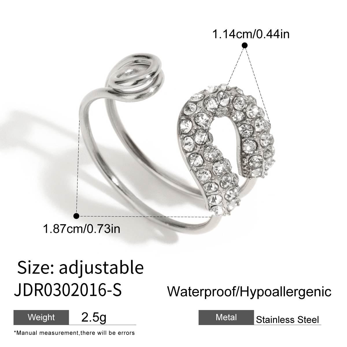 18K Gold Bejeweled Safety Pin Cuff Stacking Ring