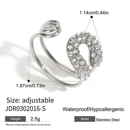 18K Gold Bejeweled Safety Pin Cuff Stacking Ring