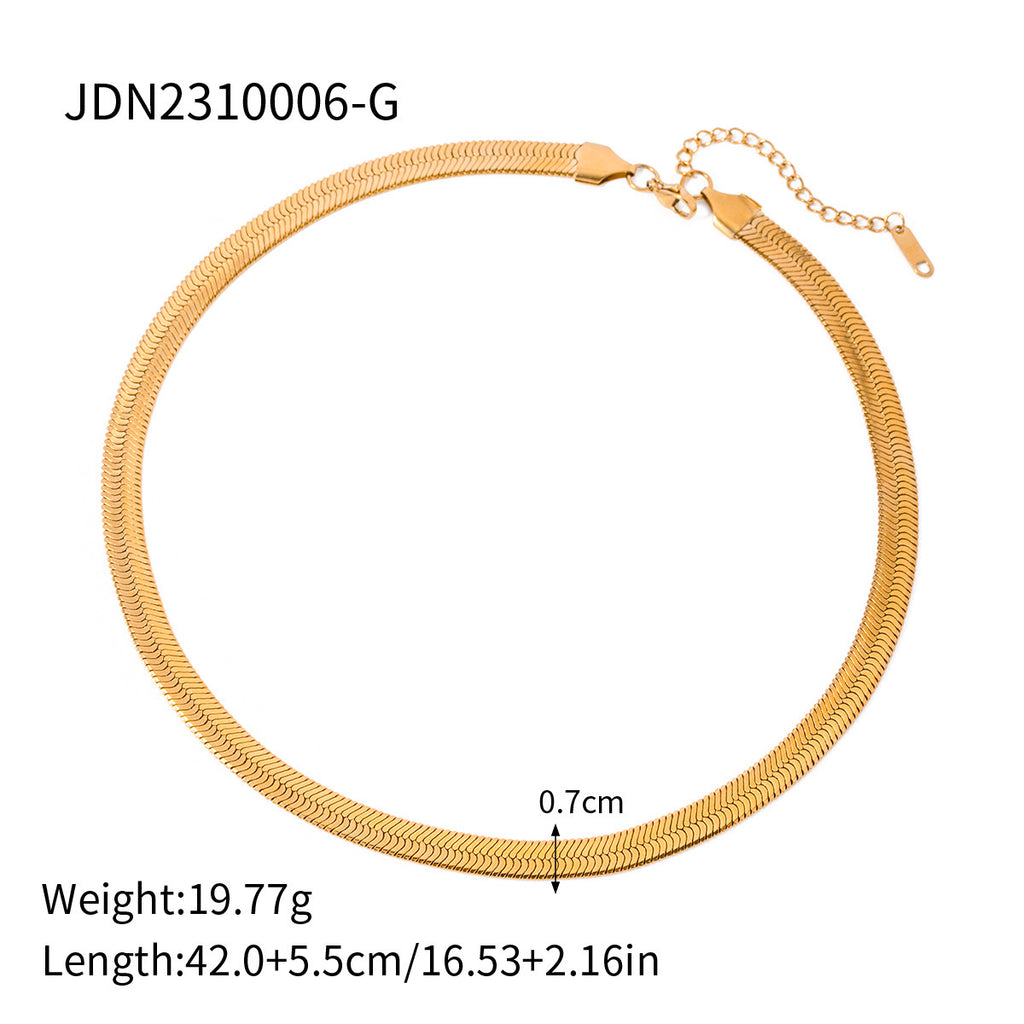 18K Gold Thick Herringbone Snake Chain Necklace