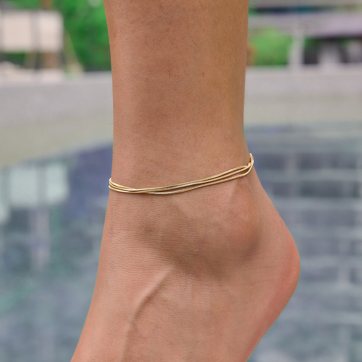 18K Gold Minimalist Rope Chain Dainty Anklet