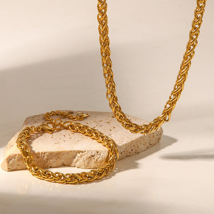 18K Gold Braided Chain Bracelet