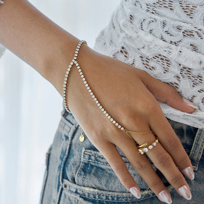 18K Gold Waterproof Aura Tennis Hand Chain Bracelet