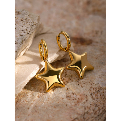 18K Gold Star Small Hoop Huggie Earrings