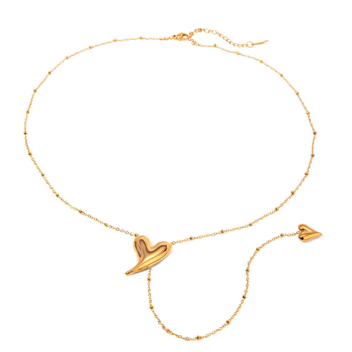 18K Gold Heart Flipped Lariat Necklace
