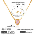 18K Gold Subtle Pink Dainty Bezel Pendant Necklace