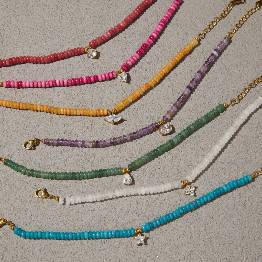 18K Gold Summer Carnival Color Beaded Charm Bracelet