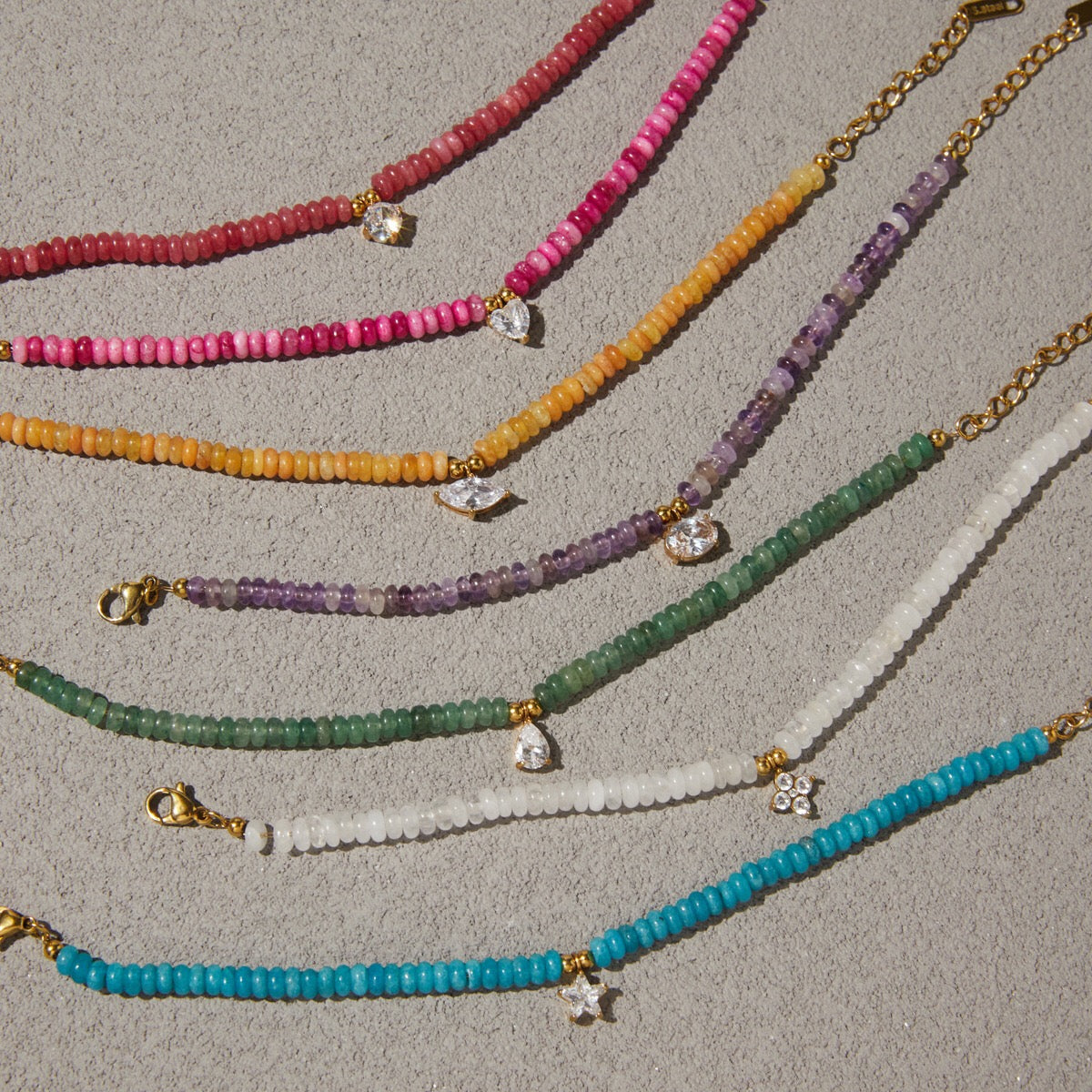 18K Gold Summer Carnival Color Beaded Charm Bracelet