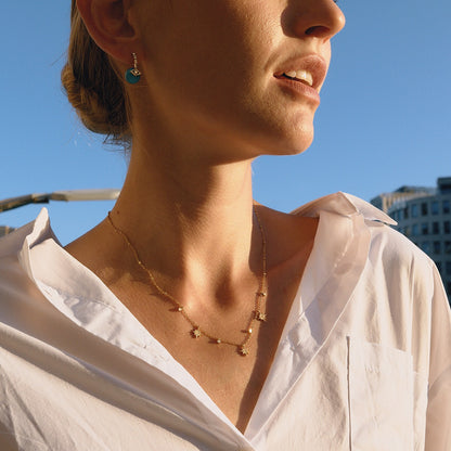 18K Gold Tempting Shimmer Heart Star Dainty Chain Necklace