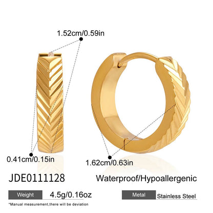 18K Gold Modern Bling Textured Small Hoop Huggie Earrings Ear Cuffs Stack