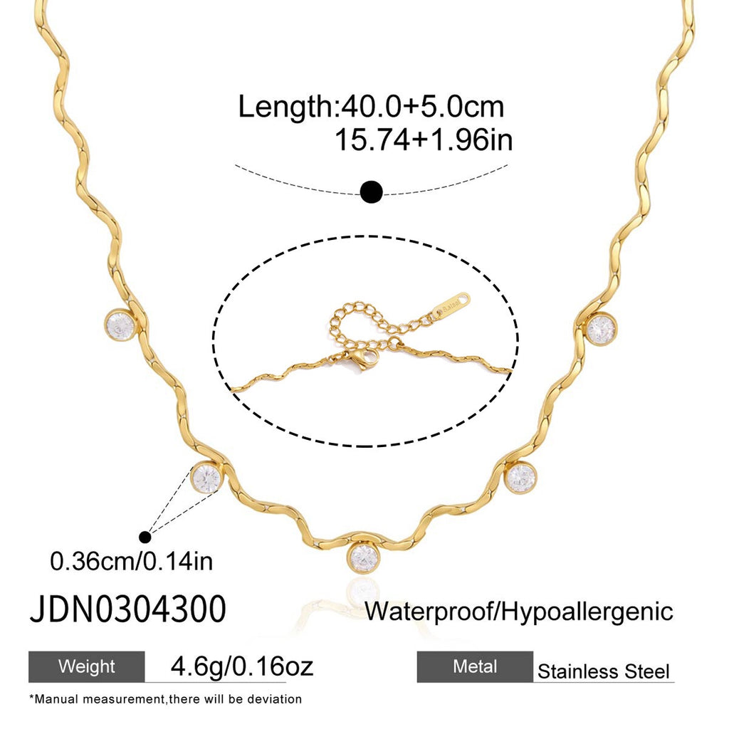 18K Gold Celeste Elegant Dainty Wavy Chain Necklace