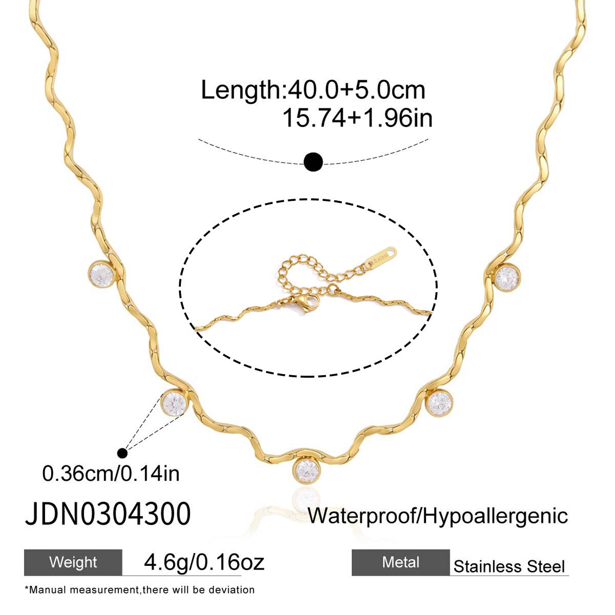 18K Gold Celeste Elegant Dainty Wavy Chain Necklace