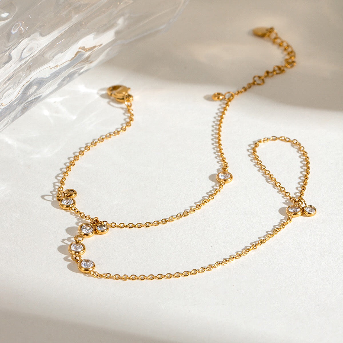 18K Gold Waterproof Trendy Bejeweled Hand Chain Bracelet
