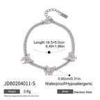 18K Gold Flutter Pave Butterfly Chain Bracelet