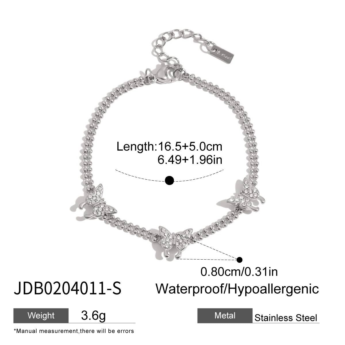 18K Gold Flutter Pave Butterfly Chain Bracelet
