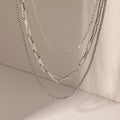 The Essential Stack Silver Paperclip Box Chain Layered Necklace Set