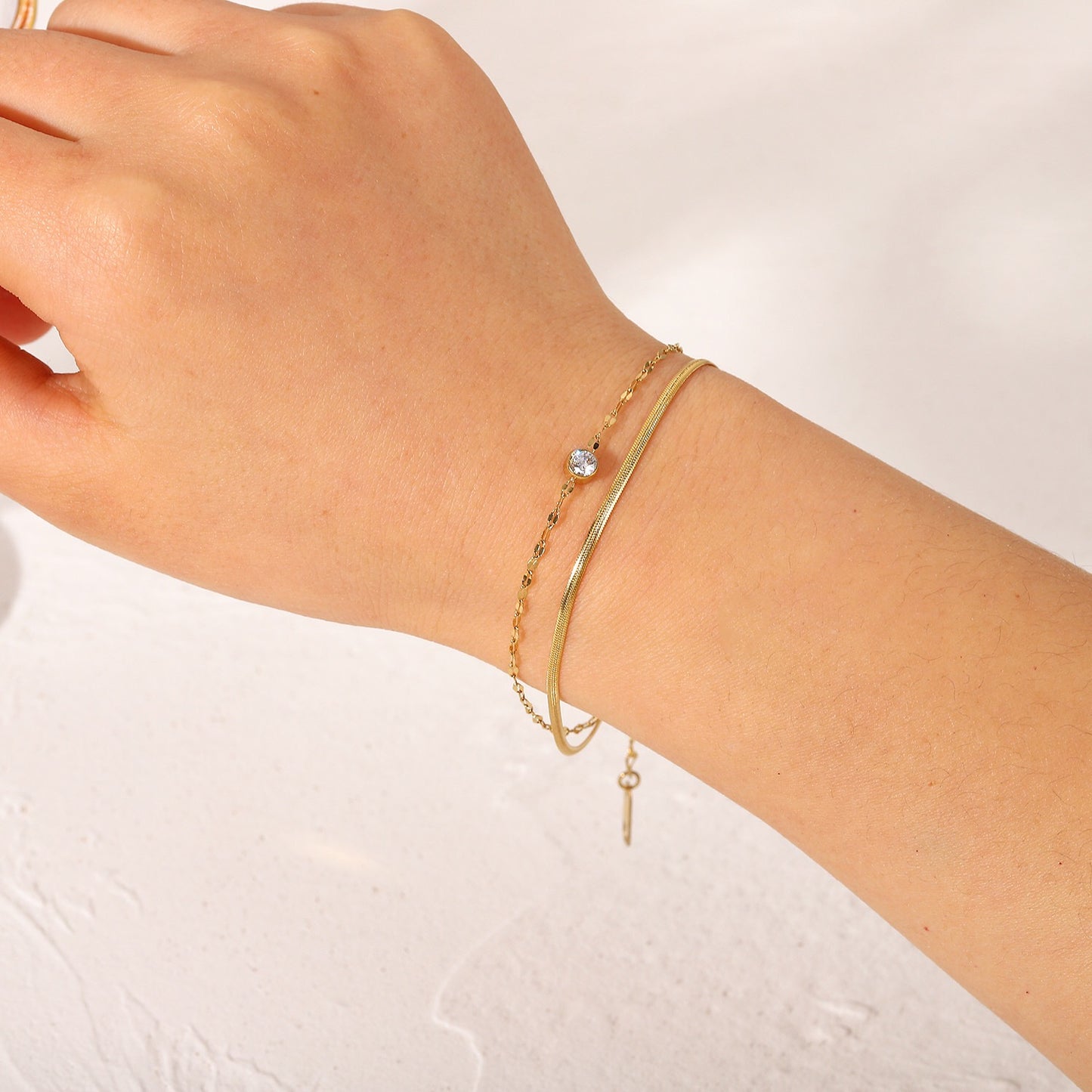 18K Gold Minimalist Layered Bracelet