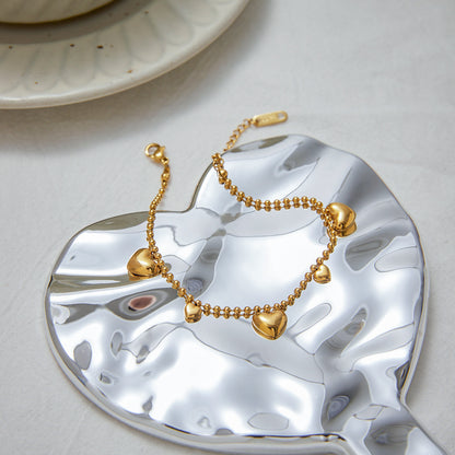 18K Gold Waterproof Flipped Heart Dainty Hand Jewelry Chain Bracelet