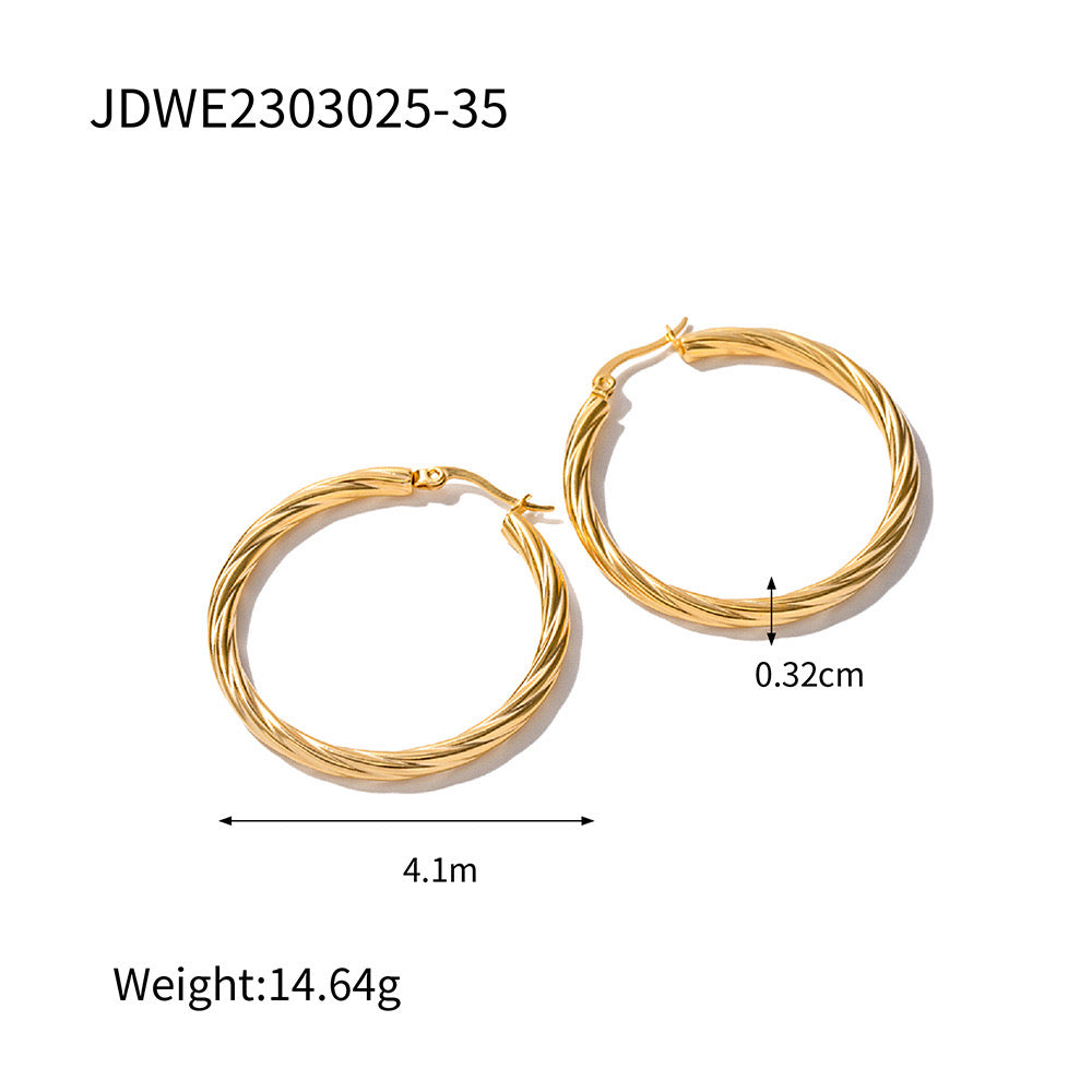 18K Gold Classic Textured Hoop Huggie Earrings