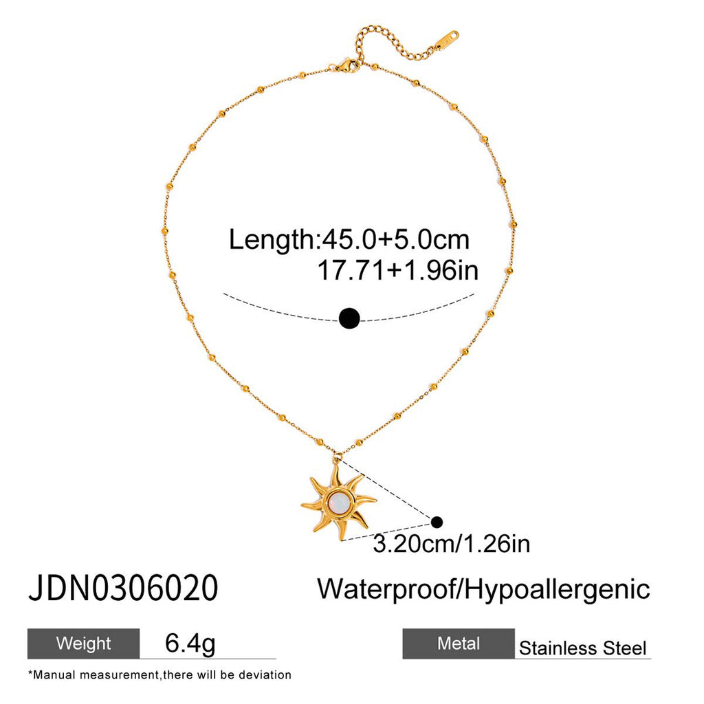 18K Gold Opal Forever Sun Pendant Statement Charm Necklace