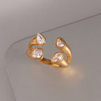 18K Gold Radiant Embrace CZ Statement Cuff Ring