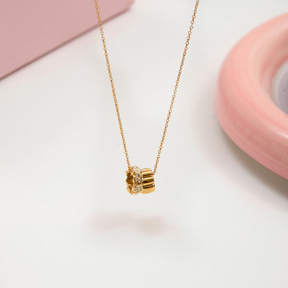 18K Gold Flower Memory Dainty Ring Pendant Necklace