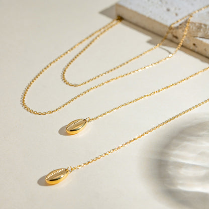 18K Gold Dainty Seashell Wrap Around Chain Necklace