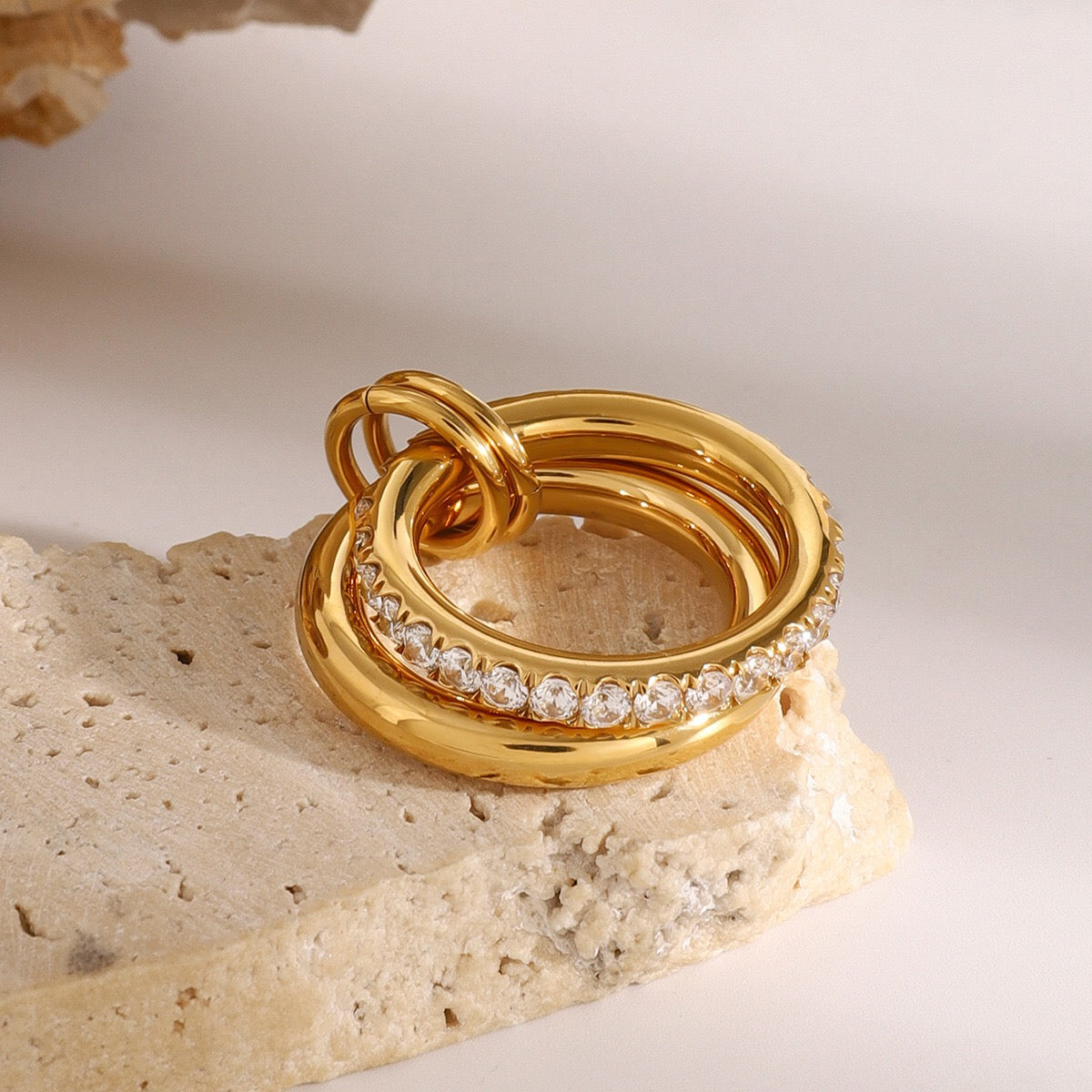 18K Gold Bling Stacking Ring