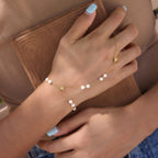 18K Gold Starlit Elegant Pearl Hand Chain Bracelet