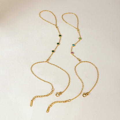 18K Gold Waterproof Color Gem Hand Chain Bracelet