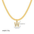 18K Gold Minimalist Glam Herringbone Chain Initial Dainty Necklace
