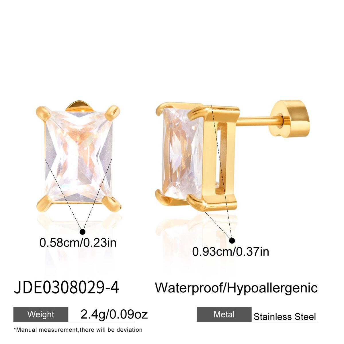 18K Gold Essential Elegance Flat Back Stud Nap Earrings