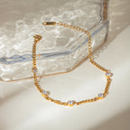 18K Gold Self Made Bezel Cuban Link Dainty Chain Bracelet
