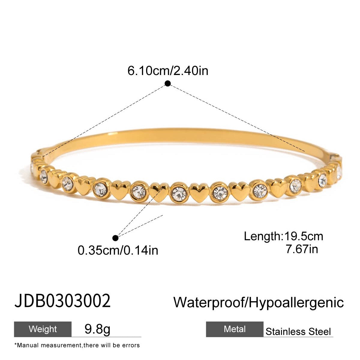 18K Gold Extra Bling Paperclip Chain Bangle Tennis Bracelet Stack