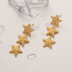 18K Gold Star Dangle Drop Earrings